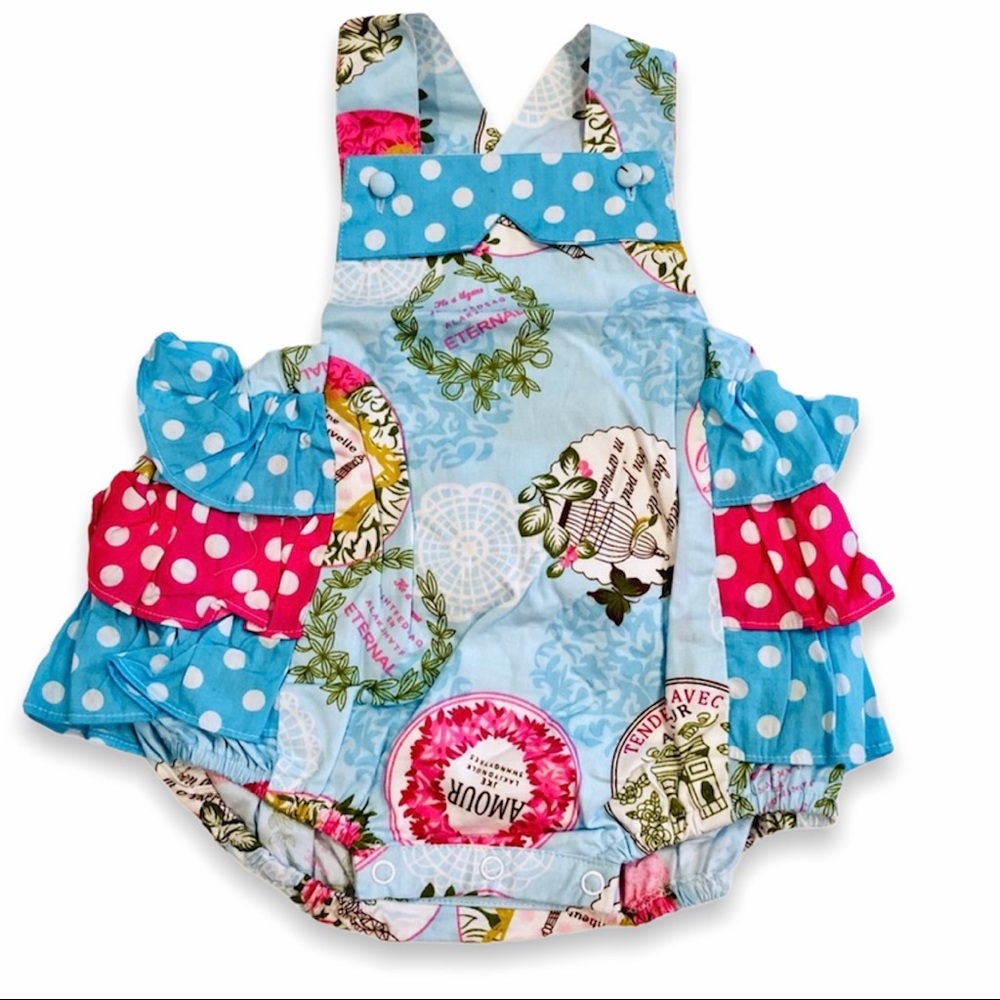 NWOT tutu & lulu French Motif Bubble Romper, 6-12m